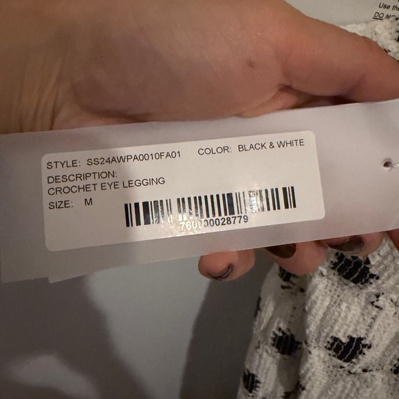 AREA eye crochet knit pants featuring crystal flower applique - Picture 12 of 12